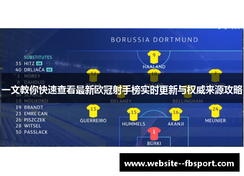 一文教你快速查看最新欧冠射手榜实时更新与权威来源攻略