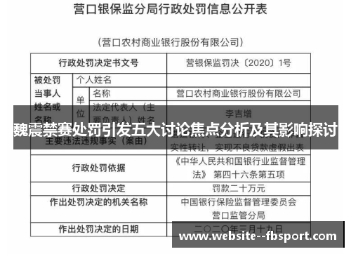 魏震禁赛处罚引发五大讨论焦点分析及其影响探讨
